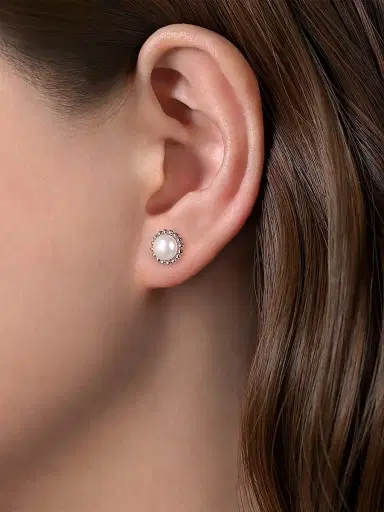 Gabriel & Co Women's Bujukan Sterling Silver & Cultured Freshwater Pearl Stud Earrings | Thumbnail 2