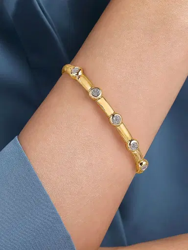 Gabriel & Co Women's Contemporary 14K Yellow Gold & 0.17 TCW Diamond Bangle Bracelet | Thumbnail 2