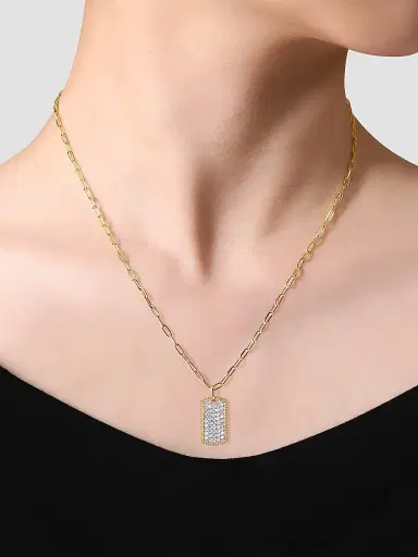 Gabriel & Co Women's Bujukan 14K Yellow Gold & 0.70 TCW Diamond Dog Tag Pendant Necklace | Thumbnail 2