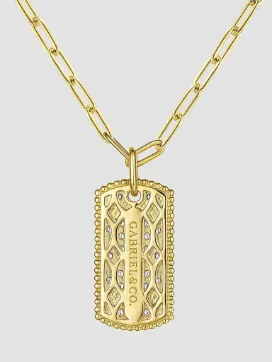 Gabriel & Co Women's Bujukan 14K Yellow Gold & 0.70 TCW Diamond Dog Tag Pendant Necklace | Thumbnail 3