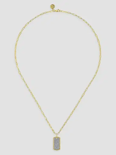 Gabriel & Co Women's Bujukan 14K Yellow Gold & 0.70 TCW Diamond Dog Tag Pendant Necklace | Thumbnail 4