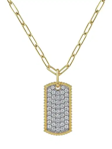 Gabriel & Co Women's Bujukan 14K Yellow Gold & 0.70 TCW Diamond Dog Tag Pendant Necklace | Thumbnail 1