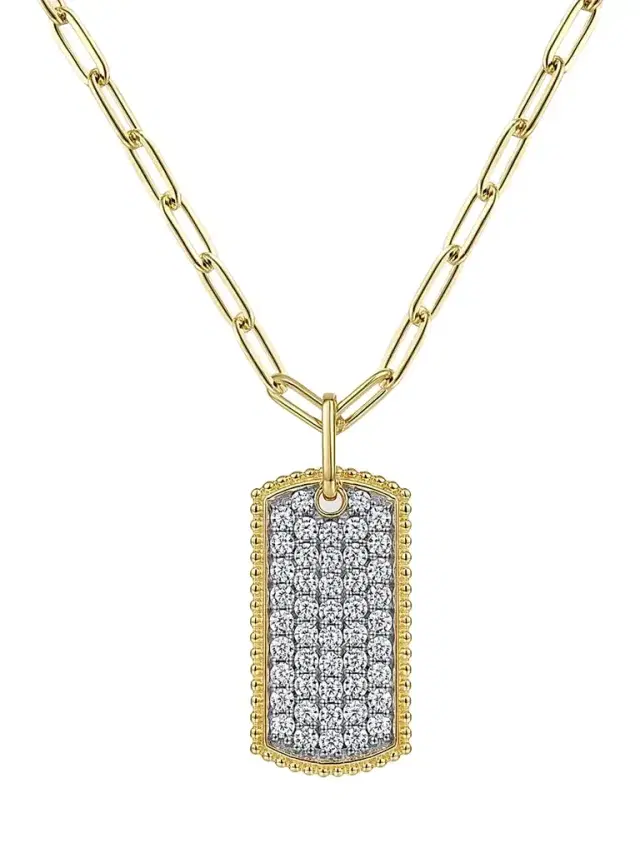 Gabriel & Co Women's Bujukan 14K Yellow Gold & 0.70 TCW Diamond Dog Tag Pendant Necklace