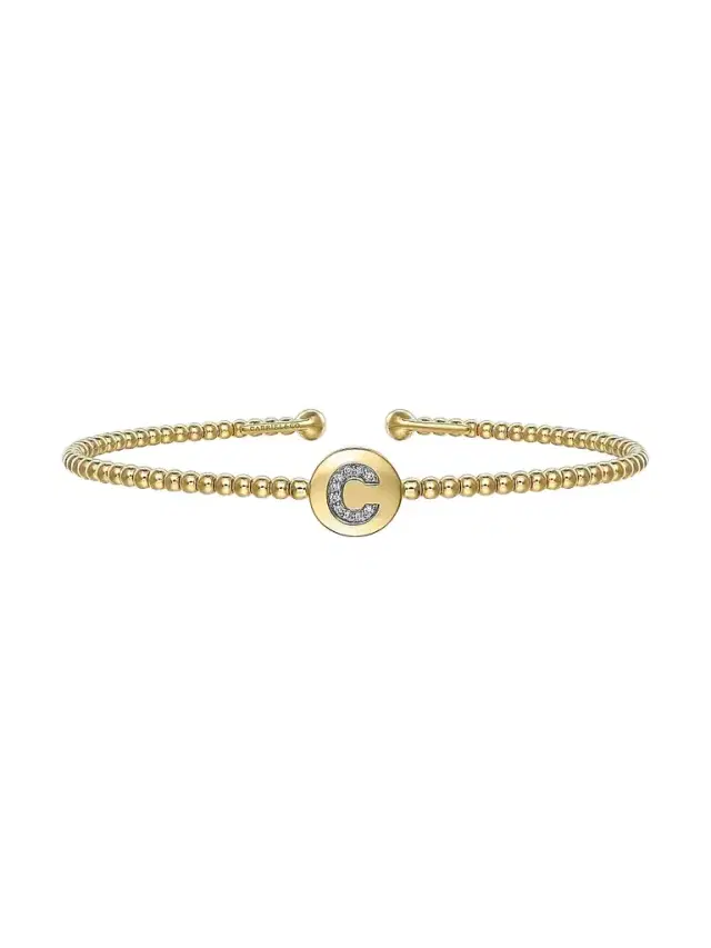 Gabriel & Co Women's Bujukan C Initial 14K Yellow Gold & 0.03 TCW Diamond Cuff