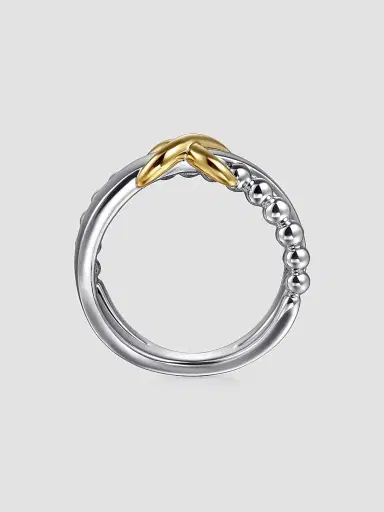 Gabriel & Co Women's Bujukan 14K White & Yellow Gold Wide Crisscross Ring | Thumbnail 5 Gabriel & Co Women's Bujukan 14K White & Yellow Gold Wide Crisscross Ring | Thumbnail 5