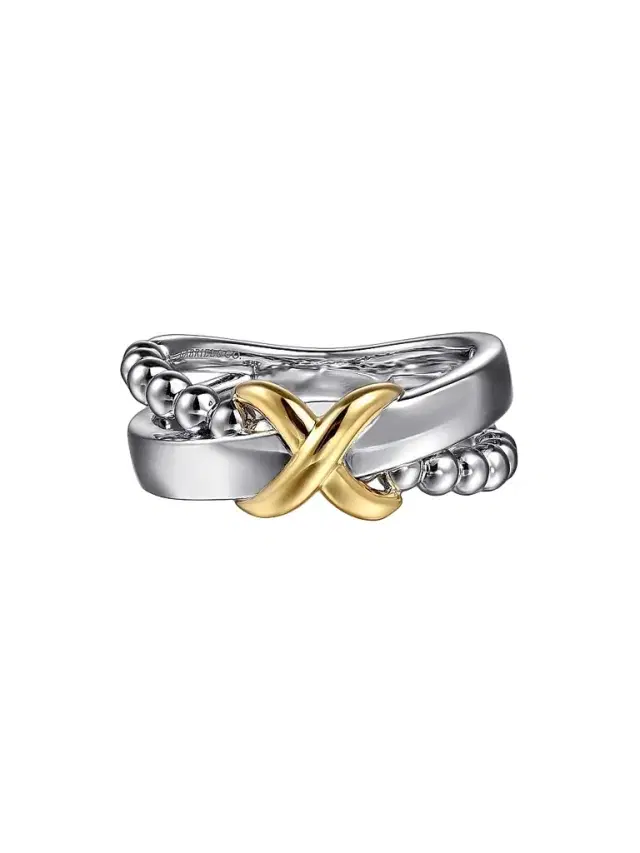 Gabriel & Co Women's Bujukan 14K White & Yellow Gold Wide Crisscross Ring