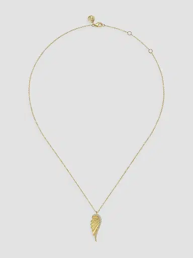 Gabriel & Co Women's Contemporary 14K Yellow Gold & 0.16 TCW Diamond Wing Pendant Necklace | Thumbnail 3