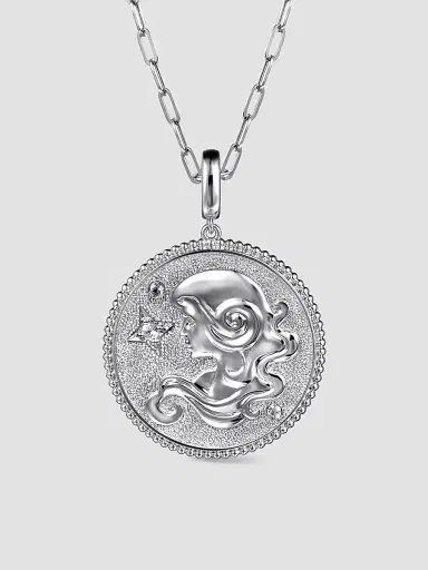 Gabriel & Co Women's Bujukan Sterling Silver & White Sapphire Virgo Medallion | Thumbnail 5