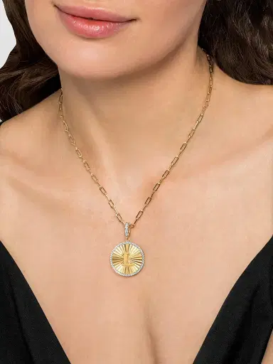 Gabriel & Co Women's Contemporary 14K Yellow Gold & 0.65 TCW Diamond Initial L Medallion Pendant | Thumbnail 2