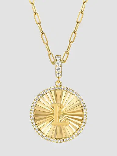 Gabriel & Co Women's Contemporary 14K Yellow Gold & 0.65 TCW Diamond Initial L Medallion Pendant | Thumbnail 4