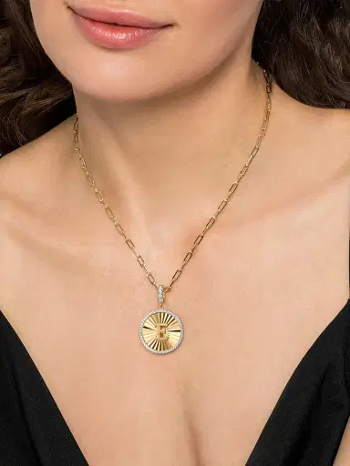 Gabriel & Co Women's Contemporary 14K Yellow Gold & 0.65 TCW Diamond "E" Initial Medallion | Thumbnail 2