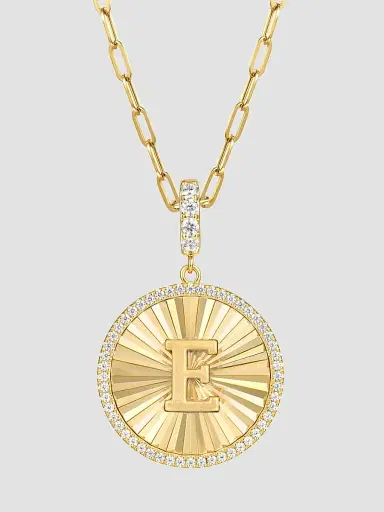 Gabriel & Co Women's Contemporary 14K Yellow Gold & 0.65 TCW Diamond "E" Initial Medallion | Thumbnail 4