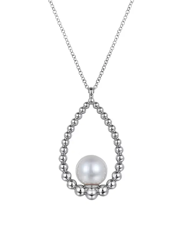 Gabriel & Co Women's Bujukan Sterling Silver & Pearl Teardrop Pendant Necklace