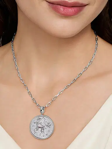 Gabriel & Co Women's Bujukan Sagittarius Medallion Sterling Silver & White Sapphire Pendant | Thumbnail 3 Gabriel & Co Women's Bujukan Sagittarius Medallion Sterling Silver & White Sapphire Pendant | Thumbnail 3