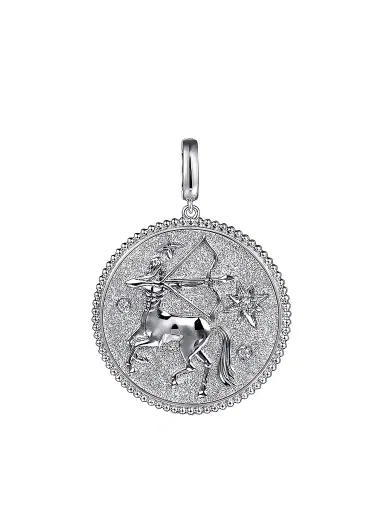 Gabriel & Co Women's Bujukan Sagittarius Medallion Sterling Silver & White Sapphire Pendant | Thumbnail 1 Gabriel & Co Women's Bujukan Sagittarius Medallion Sterling Silver & White Sapphire Pendant | Thumbnail 1