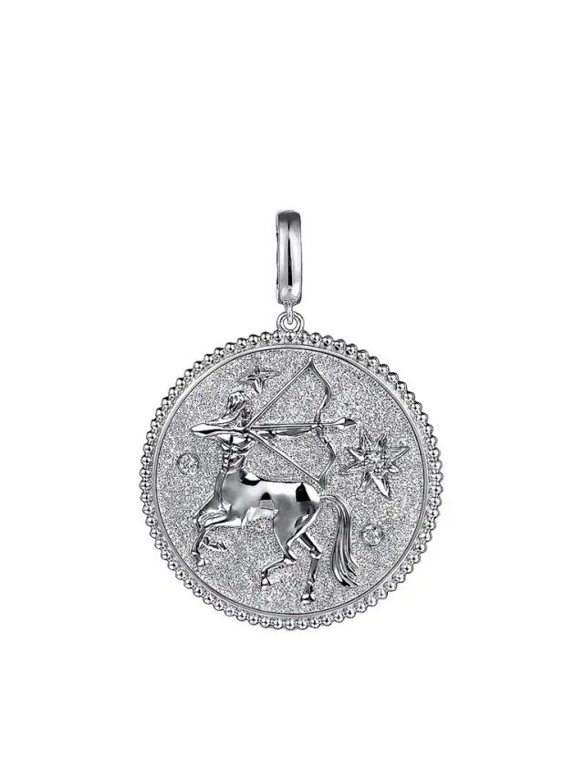 Gabriel & Co Women's Bujukan Sagittarius Medallion Sterling Silver & White Sapphire Pendant