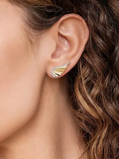 Gabriel & Co Women's Contemporary Two-Tone 14K Gold & 0.21 TCW Diamond Angel Wing Stud Earrings | Thumbnail 2 Gabriel & Co Women's Contemporary Two-Tone 14K Gold & 0.21 TCW Diamond Angel Wing Stud Earrings | Thumbnail 2