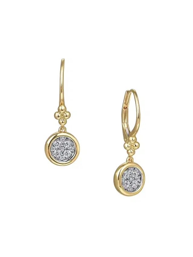 Gabriel & Co Women's Bujukan 14K White & Yellow Gold & 0.30 TCW Diamond Drop Earrings