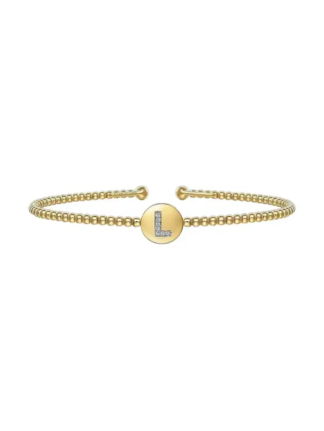 Gabriel & Co Women's Bujukan 14K Yellow Gold & 0.03 TCW Diamond Initial L Diamond Bangle