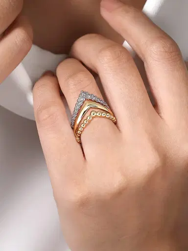 Gabriel & Co Women's Bujukan 14K Yellow Gold & 0.5 TCW Diamond Chevron Ring | Thumbnail 2
