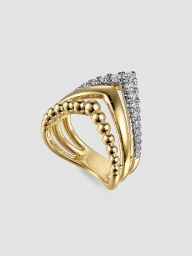 Gabriel & Co Women's Bujukan 14K Yellow Gold & 0.5 TCW Diamond Chevron Ring | Thumbnail 3