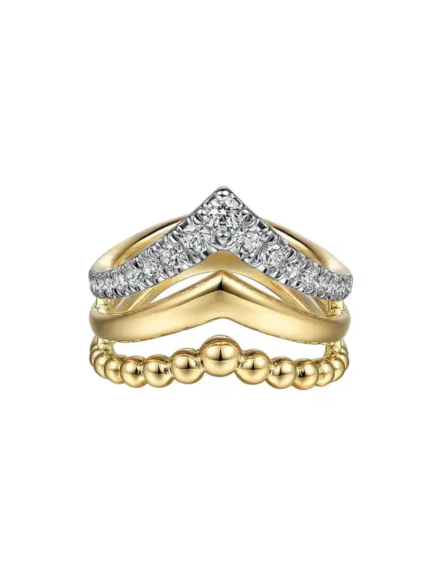Gabriel & Co Women's Bujukan 14K Yellow Gold & 0.5 TCW Diamond Chevron Ring