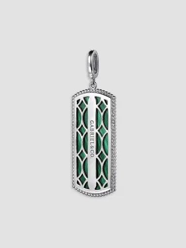 Gabriel & Co Women's Bujukan Sterling Silver & Malachite Dog Tag Pendant | Thumbnail 3 Gabriel & Co Women's Bujukan Sterling Silver & Malachite Dog Tag Pendant | Thumbnail 3
