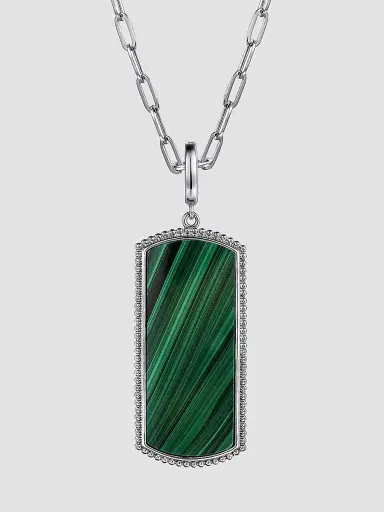 Gabriel & Co Women's Bujukan Sterling Silver & Malachite Dog Tag Pendant | Thumbnail 4 Gabriel & Co Women's Bujukan Sterling Silver & Malachite Dog Tag Pendant | Thumbnail 4