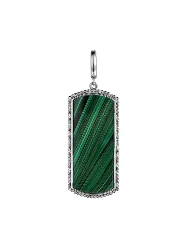 Gabriel & Co Women's Bujukan Sterling Silver & Malachite Dog Tag Pendant | Thumbnail 1 Gabriel & Co Women's Bujukan Sterling Silver & Malachite Dog Tag Pendant | Thumbnail 1