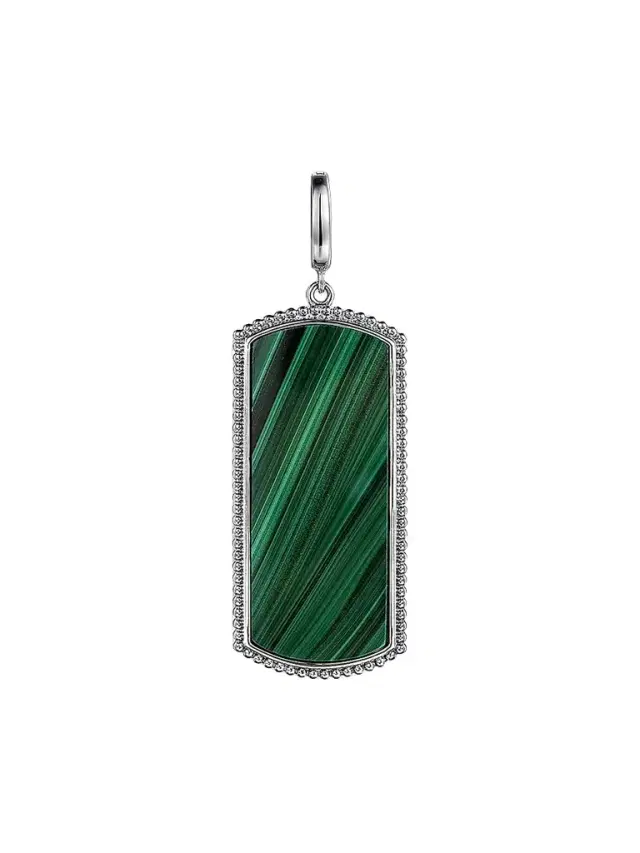 Gabriel & Co Women's Bujukan Sterling Silver & Malachite Dog Tag Pendant