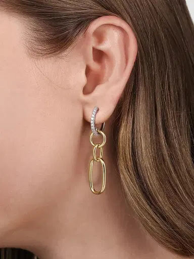 Gabriel & Co Women's Contemporary 14K White & Yellow Gold & 0.35 TCW Diamond Drop Earrings | Thumbnail 2