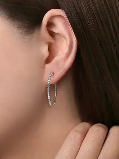 Gabriel & Co Women's Bujukan Sterling Silver Beaded Hoop Earrings/30MM | Thumbnail 2