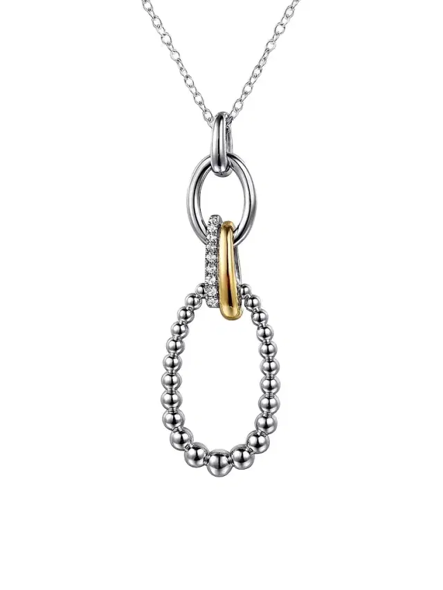 Gabriel & Co Women's Bujukan Sterling Silver, 14K Yellow Gold & White Sapphire Pendant Necklace