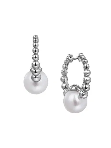 Gabriel & Co Women's Bujukan Sterling Silver & cultured Freshwater Pearl Hoop Earrings | Thumbnail 1