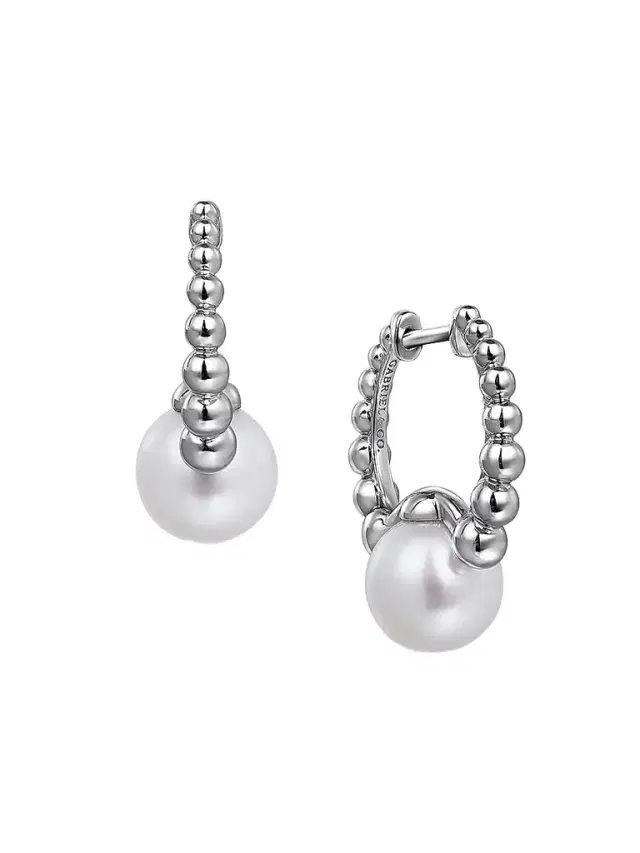 Gabriel & Co Women's Bujukan Sterling Silver & cultured Freshwater Pearl Hoop Earrings