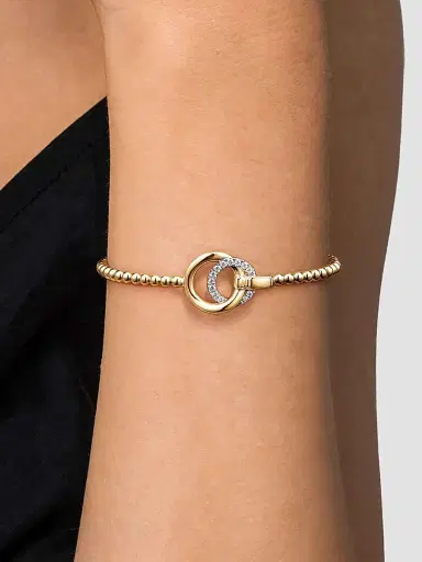 Gabriel & Co Women's Bujukan 14K White & Yellow & 0.23 TCW Diamond Bangle Bracelet | Thumbnail 2