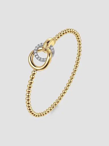 Gabriel & Co Women's Bujukan 14K White & Yellow & 0.23 TCW Diamond Bangle Bracelet | Thumbnail 3