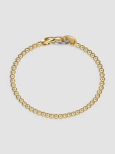 Gabriel & Co Women's Bujukan 14K White & Yellow & 0.23 TCW Diamond Bangle Bracelet | Thumbnail 4