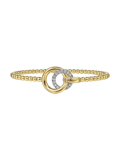 Gabriel & Co Women's Bujukan 14K White & Yellow & 0.23 TCW Diamond Bangle Bracelet | Thumbnail 1