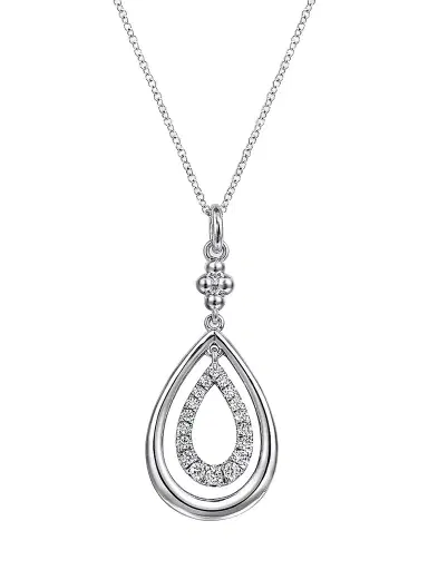 Gabriel & Co Women's Bujukan Sterling Silver & White Sapphire Teardrop Pendant Necklace | Thumbnail 1 Gabriel & Co Women's Bujukan Sterling Silver & White Sapphire Teardrop Pendant Necklace | Thumbnail 1
