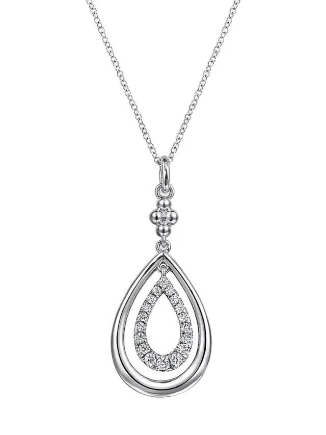 Gabriel & Co Women's Bujukan Sterling Silver & White Sapphire Teardrop Pendant Necklace
