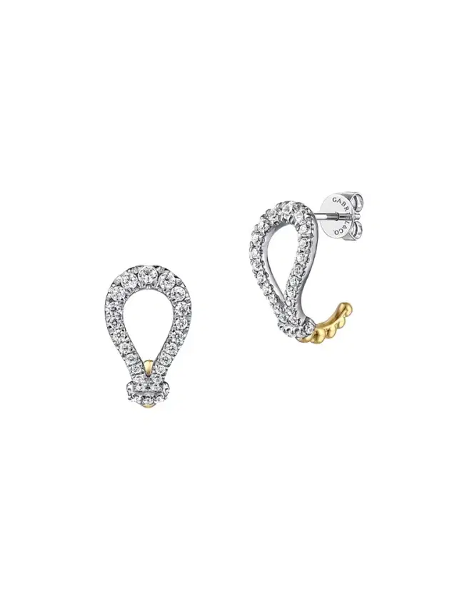 Gabriel & Co Women's Bujukan 14K White & Yellow Gold & 0.58 TCW Diamond Horseshoe J-Hoops