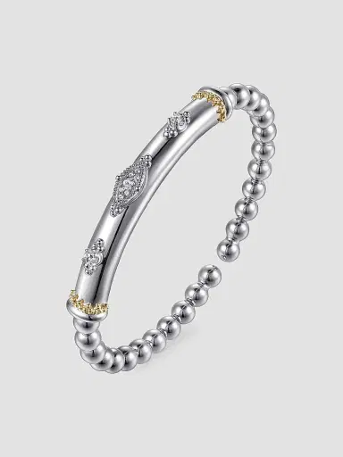 Gabriel & Co Women's Bujukan 14K Yellow Gold, White Sapphire & Sterling Silver Bangle Bracelet | Thumbnail 3 Gabriel & Co Women's Bujukan 14K Yellow Gold, White Sapphire & Sterling Silver Bangle Bracelet | Thumbnail 3