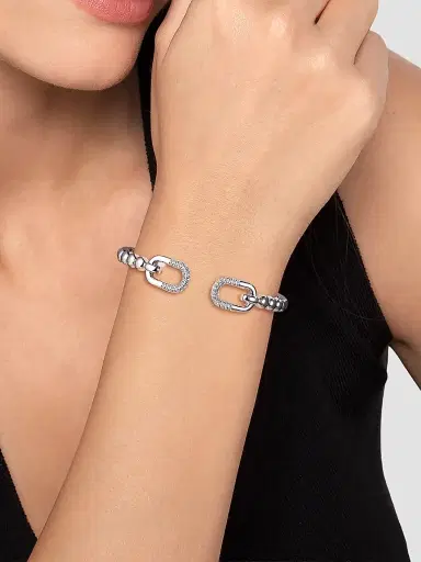 Gabriel & Co Women's Bujukan Sterling Silver & White Sapphire Cuff Bracelet | Thumbnail 2