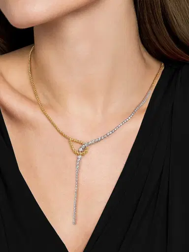 Gabriel & Co Women's Bujukan 14K White & Yellow Gold & 2.00 TCW Diamond Y Necklace | Thumbnail 2