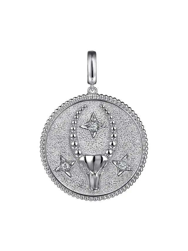 Gabriel & Co Women's Bujukan Sterling Silver & White Sapphire Capricorn Medallion