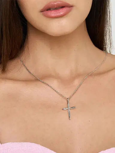 Gabriel & Co Women's Bujukan Sterling Silver Cross Pendant Necklace | Thumbnail 3