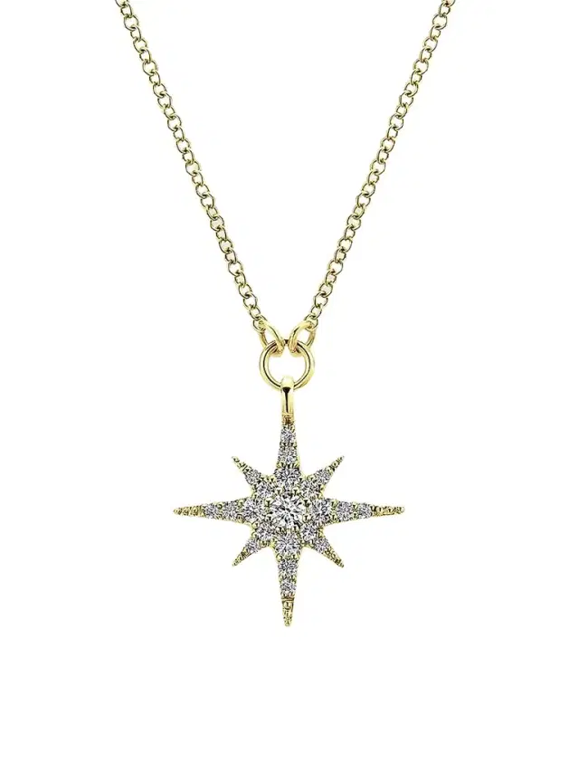 Gabriel & Co Women's Kaslique 14K Yellow Gold & 0.25 TCW Diamond Starburst Pendant Necklace