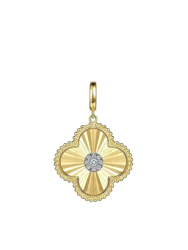 Gabriel & Co Women's Bujukan Clover Medallion 14K Yellow Gold & 0.15 TCW Diamond Pendant | Thumbnail 1