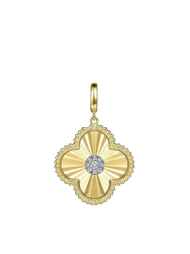 Gabriel & Co Women's Bujukan Clover Medallion 14K Yellow Gold & 0.15 TCW Diamond Pendant